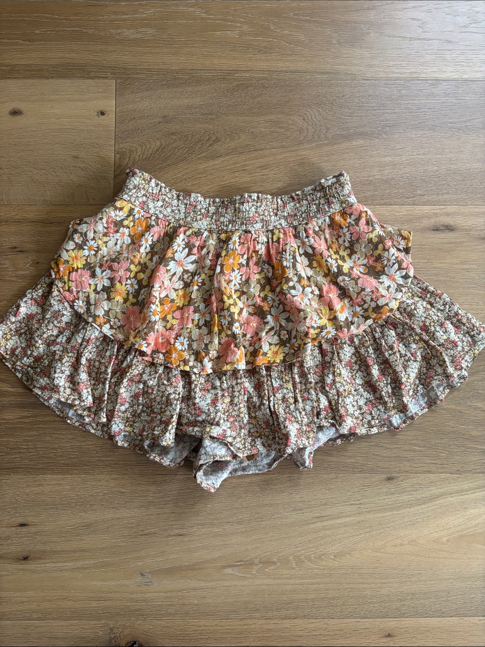 Floral Tiered Ruffle Women’s Skort - Pink & Cream